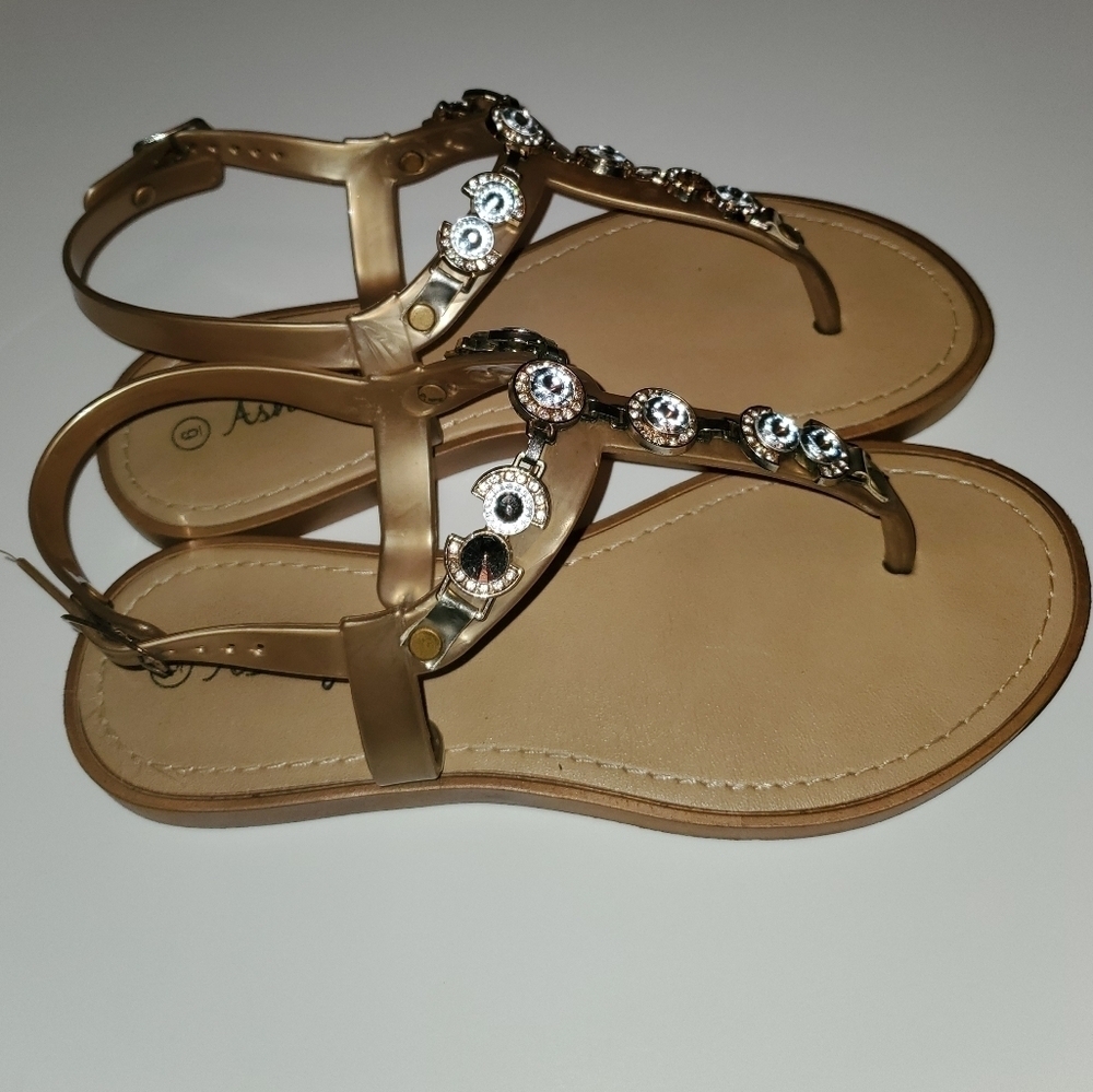 Ashley Blue women's sandals gold size 6 - Picture 3 of 5